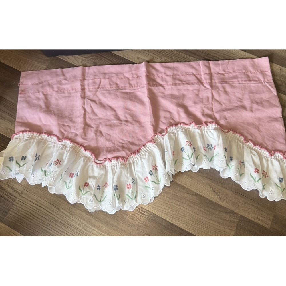 Vintage Country Kitchen Bathroom Curtain Valance Ruffle Farmhouse Pink 62"
